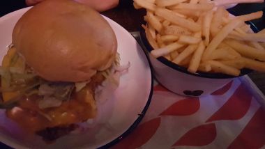 Dirty Chicken Cheese Burger and Fries