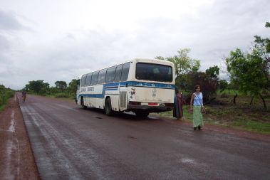 Sue Posing Beside Bus to Djenné