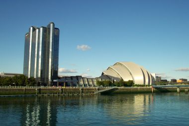 The "Armadillo" (Part of the Scottish Exhibition Centre) and Moat House Hotel on the River Clyde