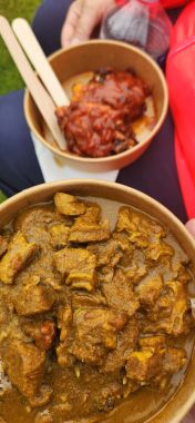 Goat Curry and Jerk Chicken