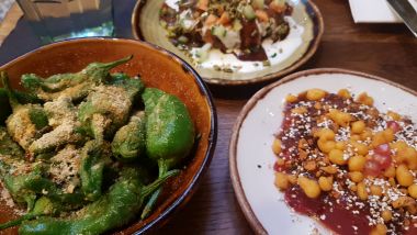 Starters - Chilies, Watermellon Chaat and Chickpea Chaat