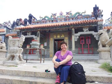 Mel in front of Pak Tai Temple