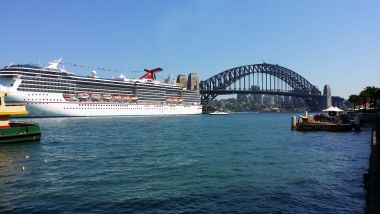 Enormous Cruise Ship and Sydney Harbour Bridge