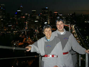 Climbing the Sydney Harbour Bridge (me and mom)