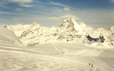 Klein Matterhorn Ski Area (Skiing on the Glacier, Matterhorn in Background)