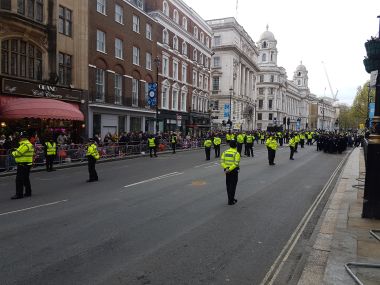 The Police Arrive to Line Up Along the Route