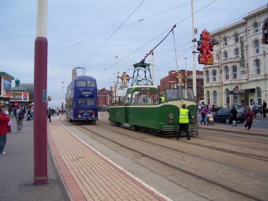 The Famous Trams on the Blackpool Promenade