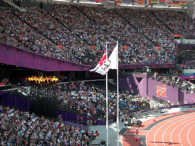 The Olympic Flame in the Stadium